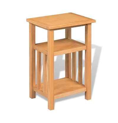 End Table with Magazine Shelf Solid Oak Wood 10.6"x13.8"x21.7"
