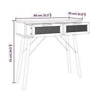 Console Table Brown 31.5"x11.8"x29.5" Solid Wood Pine Natural Rattan