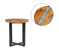 Coffee Table 15.7"x17.7" Solid Teak Wood and Polyresin