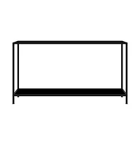 Console Table Black 55.1"x13.8"x29.5" Tempered Glass