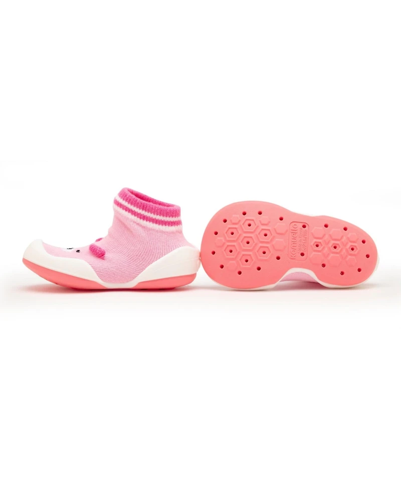 Komuello's Infant Girl First Walk Sock Shoes Piglet Pink