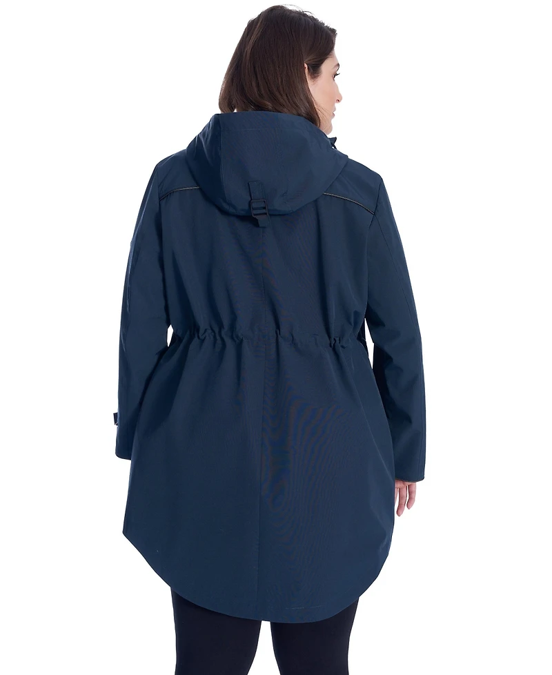 Women'S Plus Rain - Weather Resistant Raincoat With Drawstring Hood