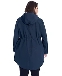 Women'S Plus Rain - Weather Resistant Raincoat With Drawstring Hood