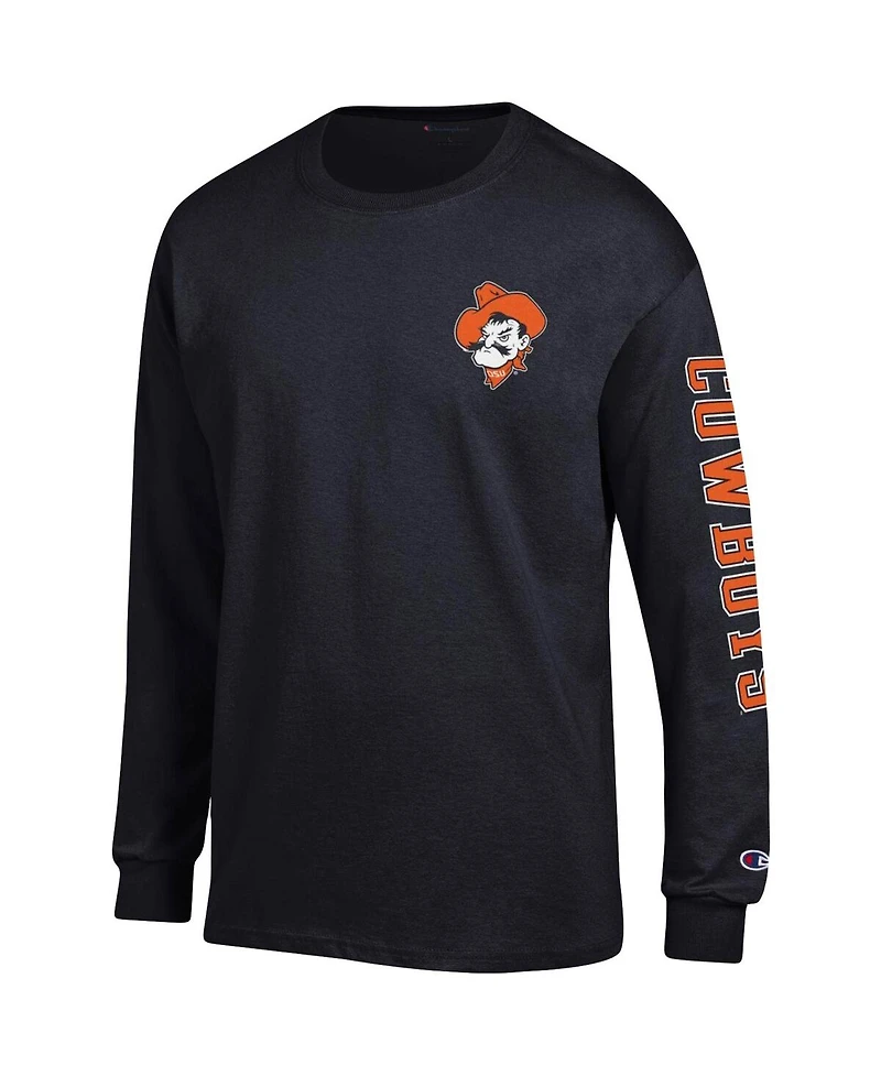 Men's Champion Black Oklahoma State Cowboys Team Stack Long Sleeve T-shirt