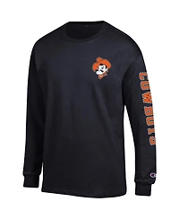 Men's Champion Black Oklahoma State Cowboys Team Stack Long Sleeve T-shirt