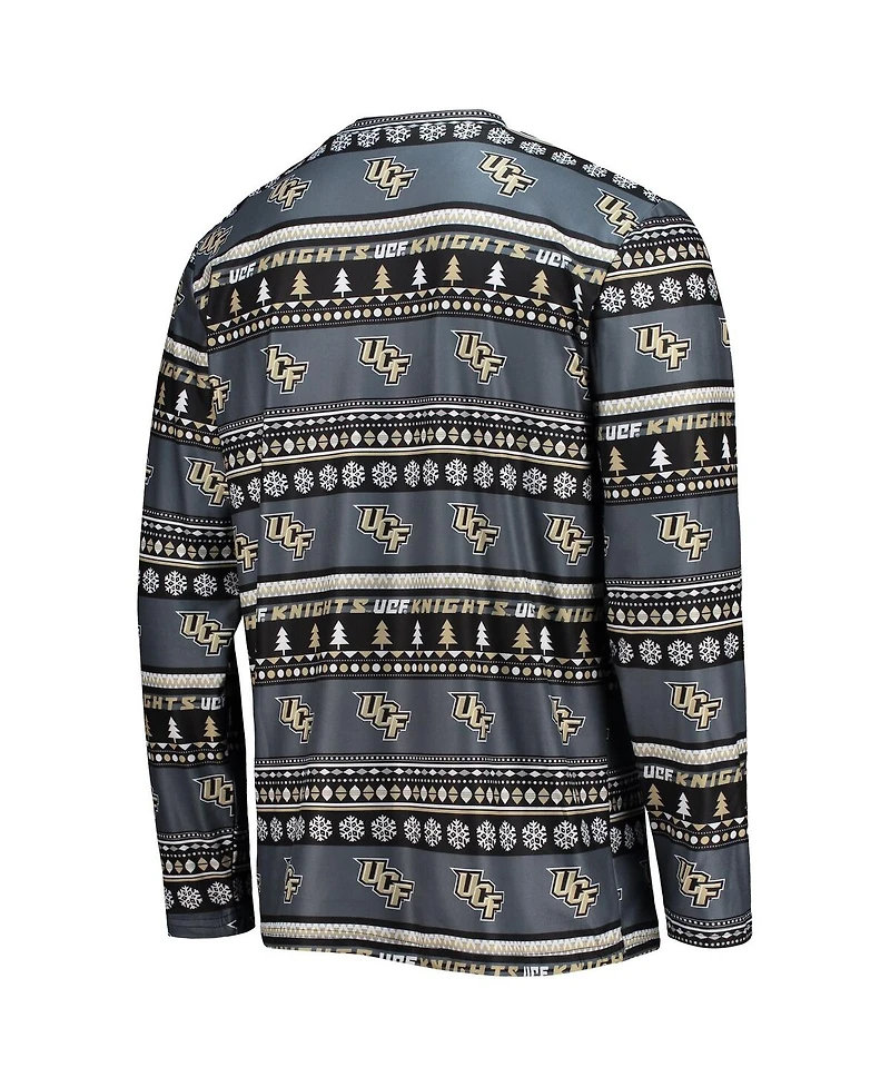 Men's Concepts Sport Charcoal Ucf Knights Ugly Sweater Long Sleeve T-shirt and Pants Sleep Set