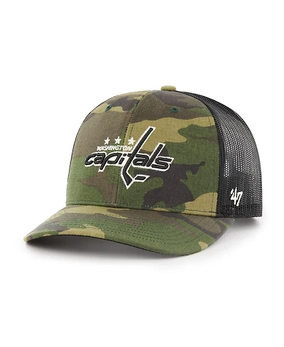 Men's '47 Brand Camo, Black Washington Capitals Trucker Snapback Hat