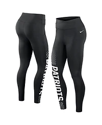 Women's Nike Black New England Patriots Yard Line Crossover Leggings