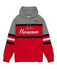 Men's Mitchell & Ness Red, Gray Carolina Hurricanes Head Coach Pullover Hoodie