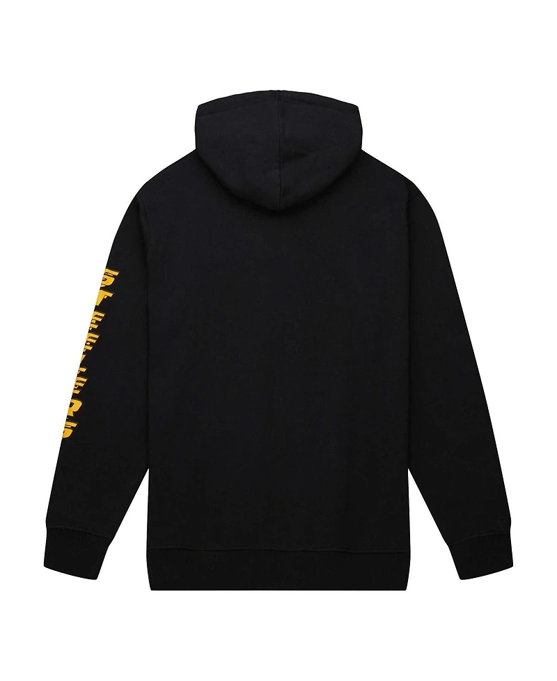 Men's Mitchell & Ness Black Pittsburgh Steelers Gridiron Classics Big Face 7.0 Pullover Hoodie