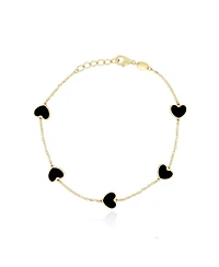 The Lovery Onyx Heart Station Bracelet 14K Gold