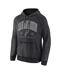 Men's Fanatics Heather Charcoal Distressed San Antonio Spurs Foul Trouble Snow Wash Raglan Pullover Hoodie