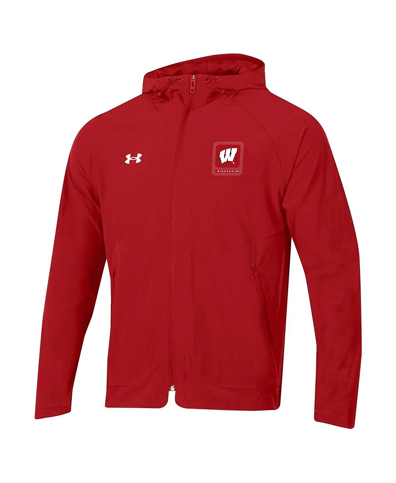 Men's Under Armour Red Wisconsin Badgers Unstoppable Raglan Full-Zip Jacket