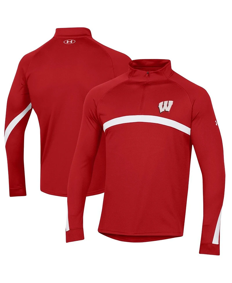 Men's Under Armour Red Wisconsin Badgers Game Day Raglan Quarter-Zip Top