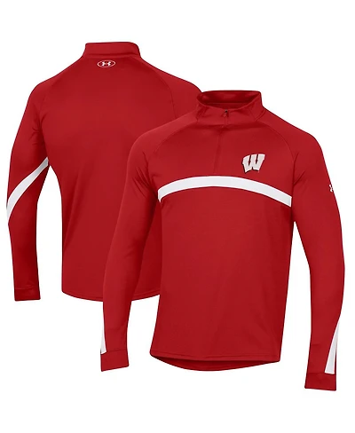 Men's Under Armour Red Wisconsin Badgers Game Day Raglan Quarter-Zip Top