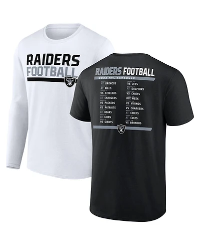 Men's Fanatics Black, White Las Vegas Raiders Two-Pack 2023 Schedule T-shirt Combo Set
