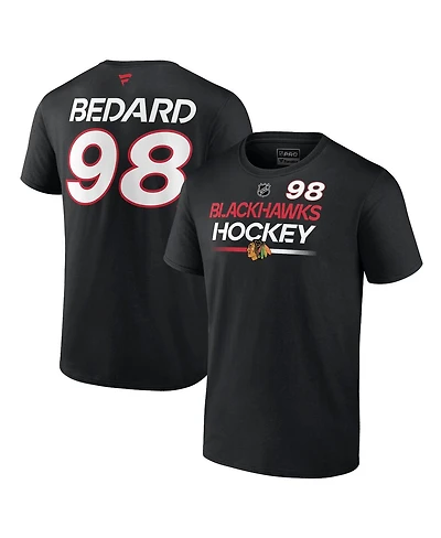 Men's Fanatics Connor Bedard Black Chicago Blackhawks Authentic Pro Prime Name and Number T-shirt