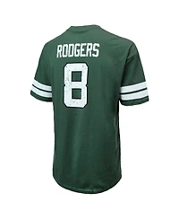 Men's Majestic Threads Aaron Rodgers Green Distressed New York Jets Name and Number Oversize Fit T-shirt