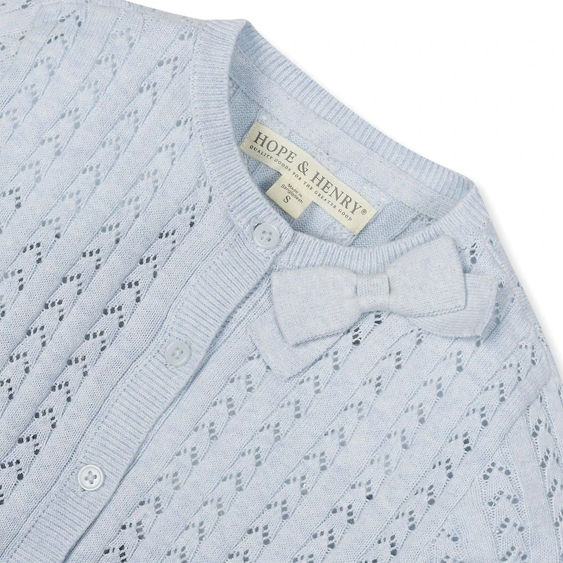 Hope & Henry Girls' Point Elle Bow Cardigan, Infant