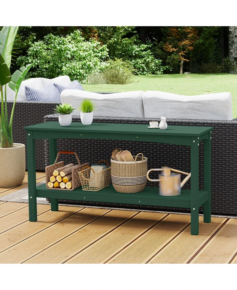 55" Outdoor Patio Hdpe Adirondack 2-Tier Shelf Console Table