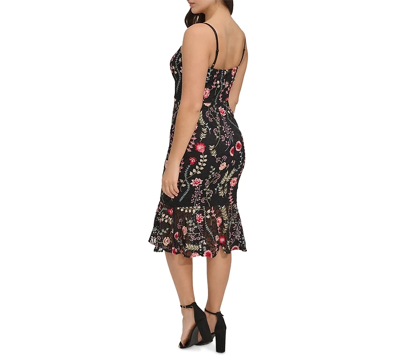 Siena Women's Embroidered Lace Midi Dress