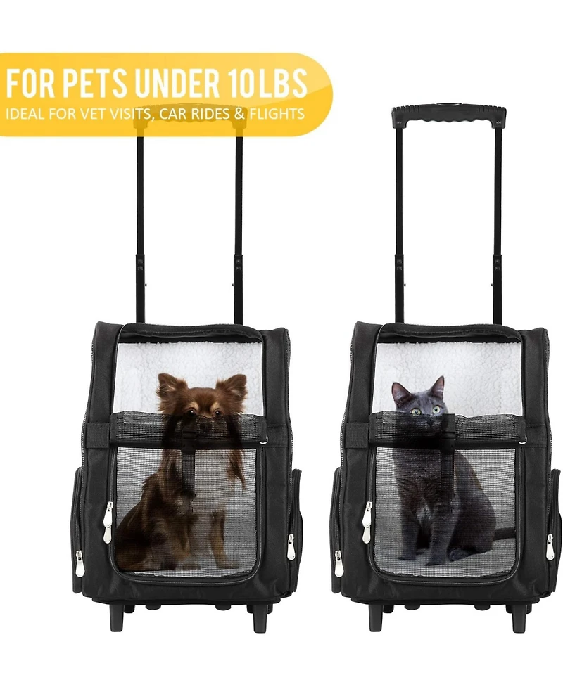 Kopeks Backpack Pet Travel Carrier with Double Wheels