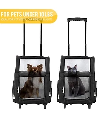 Kopeks Backpack Pet Travel Carrier with Double Wheels