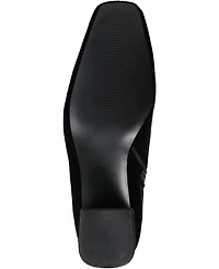 Journee Collection Women's Hazara Wide Width Velvet Block Heel Dress Booties