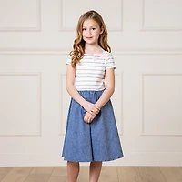 Hope & Henry Girls' Short Sleeve Lightweight Knit Skater Dress, Kids