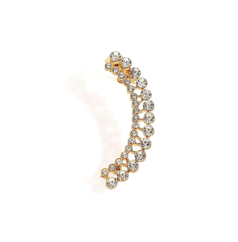 Sohi Women's Silver Embellished Cluster Earcuff Earrings