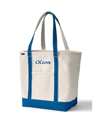 Lands' End Natural 5 Pocket Open Top Long Handle Canvas Tote Bag