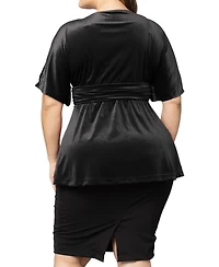 Kiyonna Plus Size Park Avenue Velvet Peplum Top