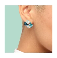 Sohi Women's Blue Embellished Cluster Stud Earrings
