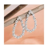 Sohi Women's Silver Bling Teardrop Earrings
