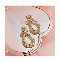 Sohi Women's Gold Textured Teardrop Earrings