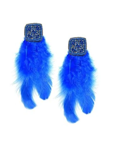 Sohi Beaded Feather Drop Earrings