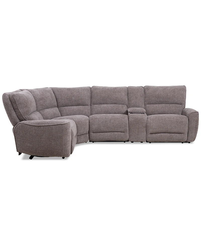 Closeout! Deklyn 129" 5-Pc. Zero Gravity Fabric Sectional with 2 Power Recliners & 1 Console, Created for Macy's