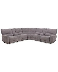 Closeout! Deklyn 129" 7-Pc. Zero Gravity Fabric Sectional with 3 Power Recliners & 2 Consoles, Created for Macy's