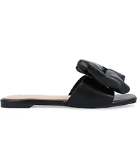 Journee Collection Women's Fayre Wide Width Oversized Bow Slip On Flat Sandals