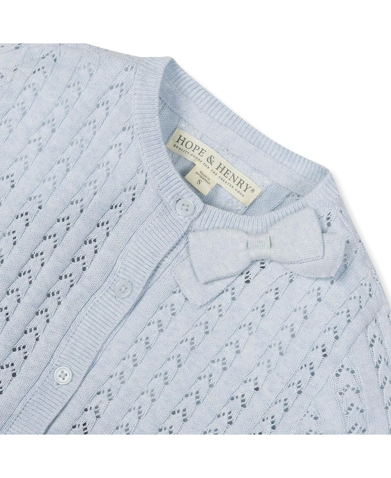 Hope & Henry Girls' Point Elle Bow Cardigan