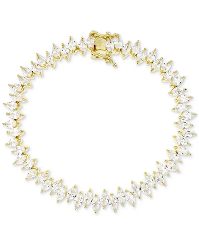 Cubic Zirconia Marquise-Cut Zigzag Style Tennis Bracelet