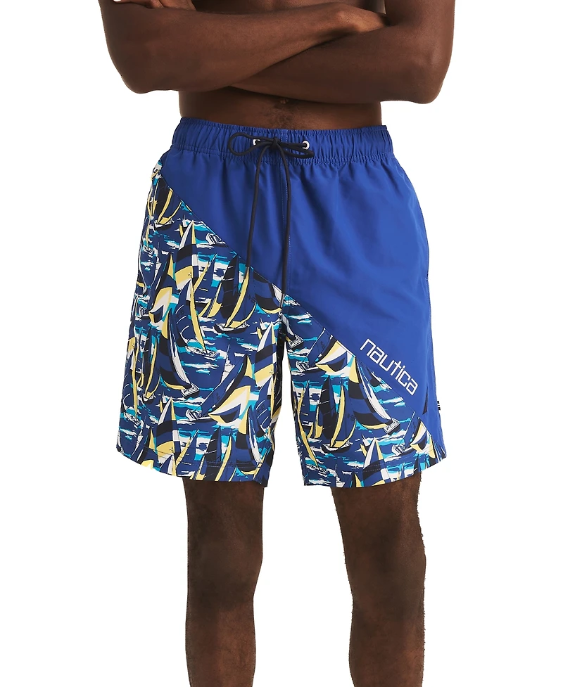 Nautica Men's Heritage Diagonal Full Elastic 8" Swim Trunks