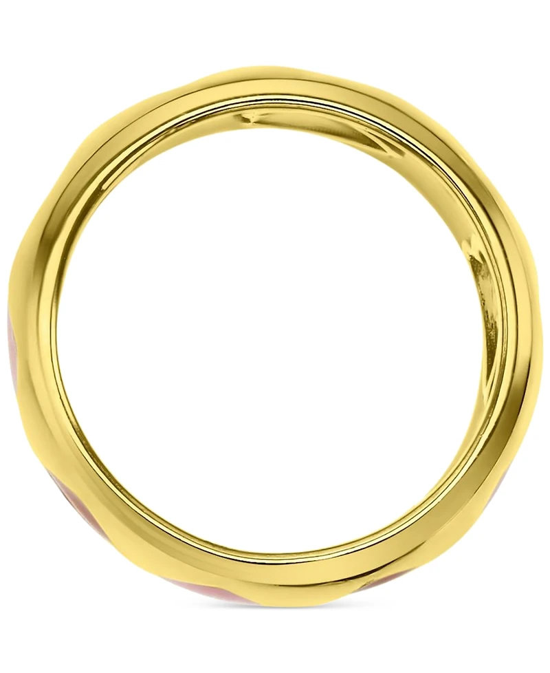 Red & Pink Enamel Heart Band 14k Gold-Plated Sterling Silver