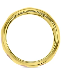 Red & Pink Enamel Heart Band 14k Gold-Plated Sterling Silver