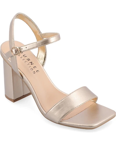 Journee Collection Women's Tivona Square Toe Block Heel Dress Sandals
