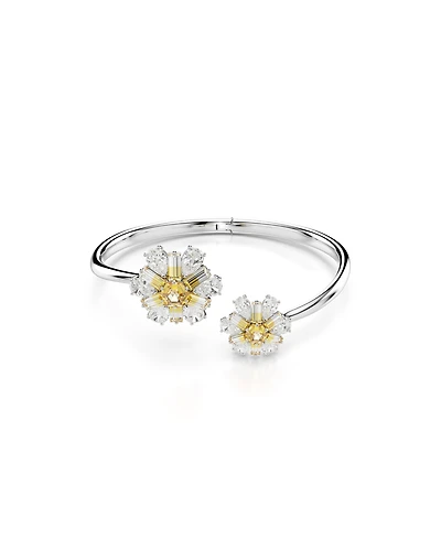 Swarovski Flower, Yellow, Rhodium Plated Idyllia Bangle Bracelet
