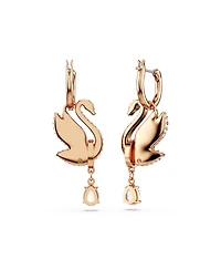 Swarovski Swan, Black, Rose Gold-Tone Iconic Swan Drop Earrings