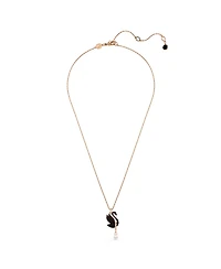 Swarovski Swan, Black, Rose Gold-Tone Iconic Swan Pendant Necklace