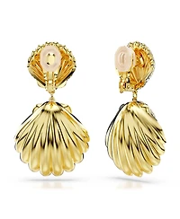 Swarovski Crystal Swarovski Imitation Pearl, Shell, White, Gold-Tone Idyllia Clip-On Earrings