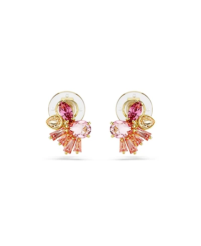 Swarovski Mixed Cuts, Flower, Pink, Gold-Tone Gema Clip-On Earrings